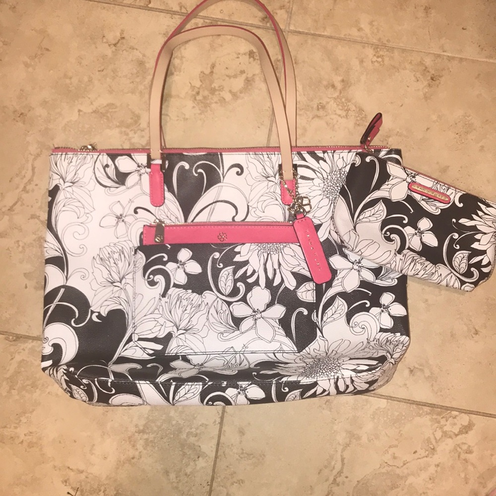 Used Once! Trina Turk Tote & Cosmetic Bag